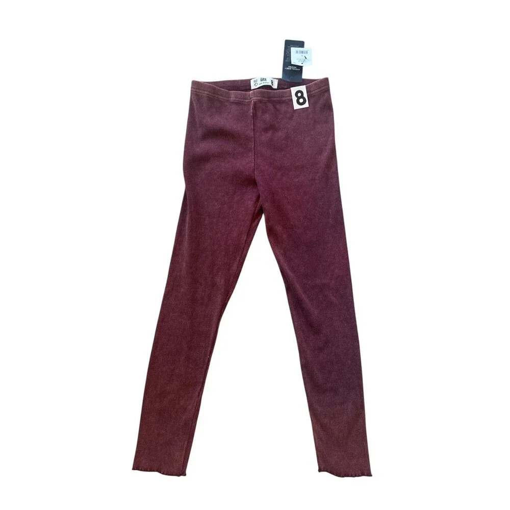 NWT Cotton On Kids Girl's 8 Huggie Tights Noir Grape Rib Cotton Stretch NEW